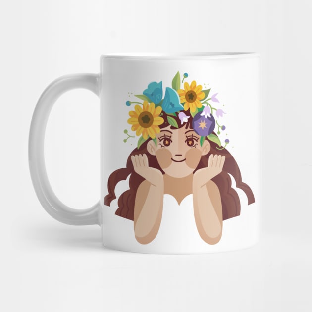 Woman With Floral Wreath by Mako Design 